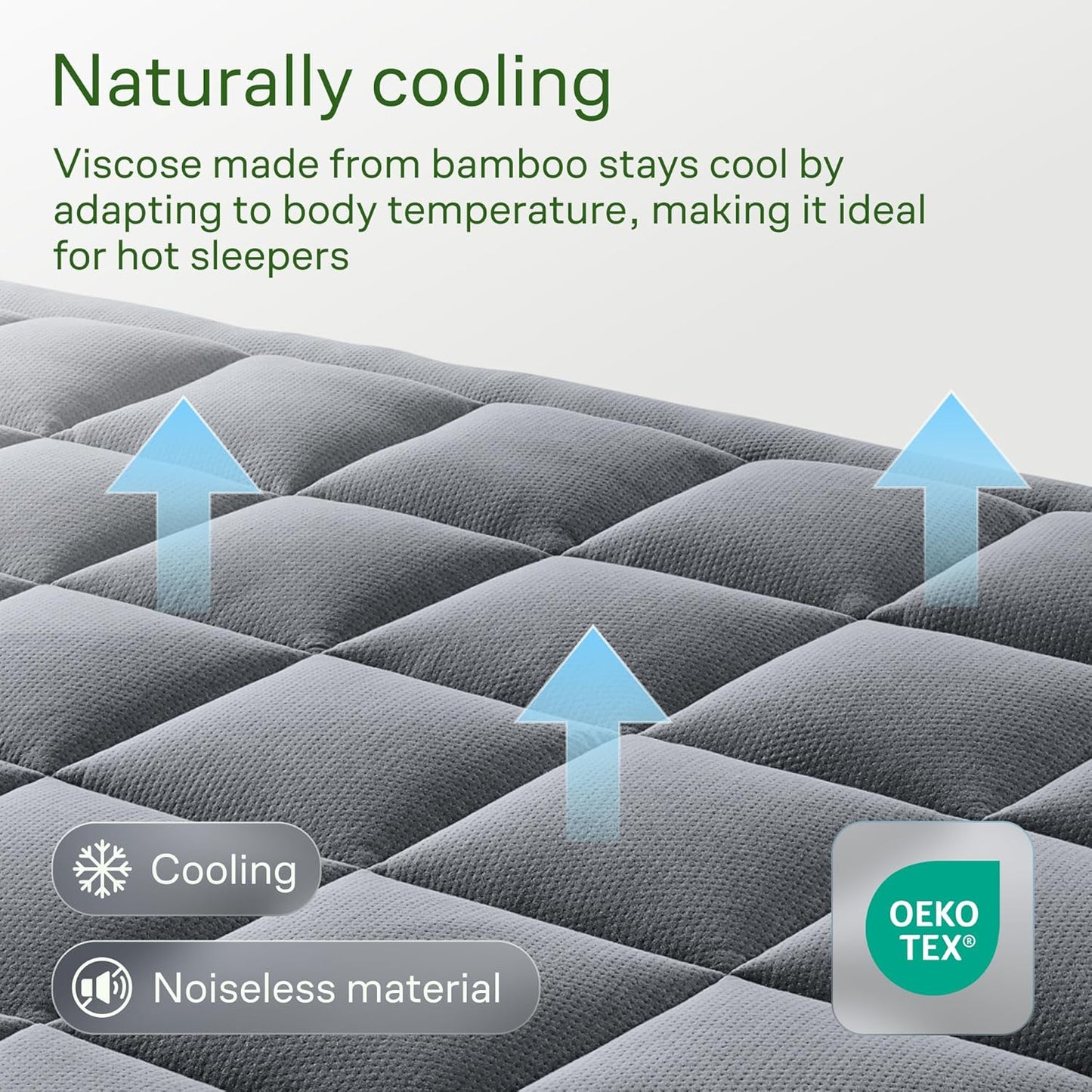 Niagara Ultra Soft Twin XL Mattress Topper - Bamboo Viscose Pillow Top for Back Pain Relief | Naturally Cooling, Fits 6-18" Mattresses, 600GSM, Gray