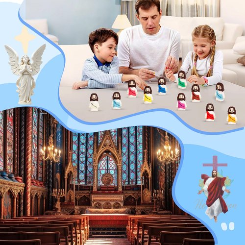 ajabavbd 40PCS Little Jesus Figures, 10 Color Tiny Jesus Figurines in Bulk, Mini Jesus Figure Religious Gifts, Christian Mothers Day Teacher Appreciation Gifts for Kids Women Mom (40PCS)