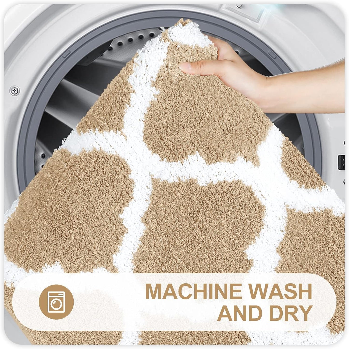 OLANLY Bathroom Rugs - Soft, Absorbent Microfiber Non-Slip Mats | 30x20 Inches, Beige