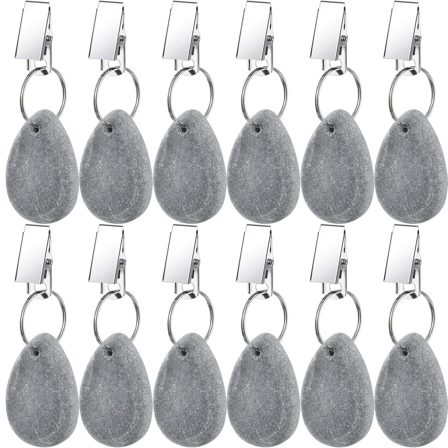 Geiserailie 12 Pcs Light Gray Tablecloth Weights Tablecloth Pendant Teardrop Shape Table Cover Weights with Metal Clips for Outdoor Picnic Garden Dinner Table Cover Decoration