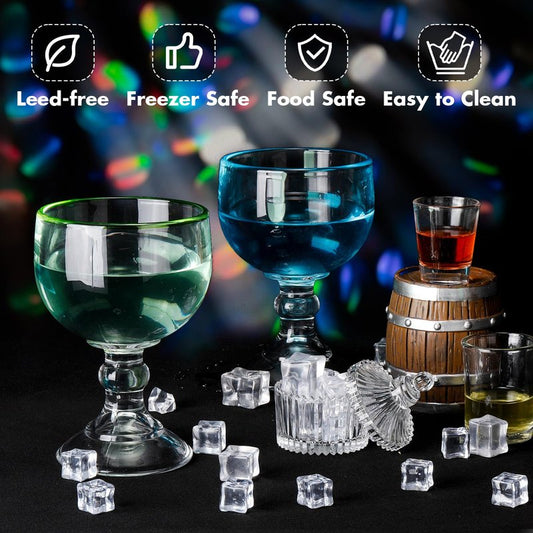 Tanlade 8 Pack 21.5 oz Margarita Schooner Glasses Bulk Extra Large Claw Shaped Shrimp Glasses Big Goblet Style Schooner for Cocktail, Coronaritas, Margaritas (Colorful)