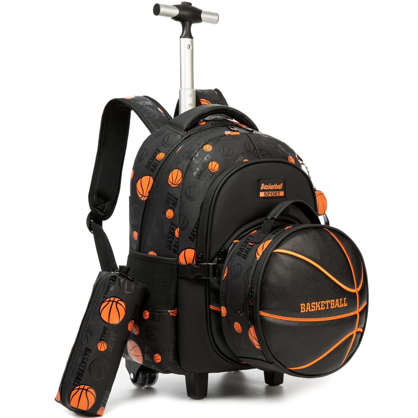 MYHSBYO Dinosaur Rolling Backpack Boys Kids Wheeled Backpack Carry On Luggage Bookbag with Roller Set for Elementary School