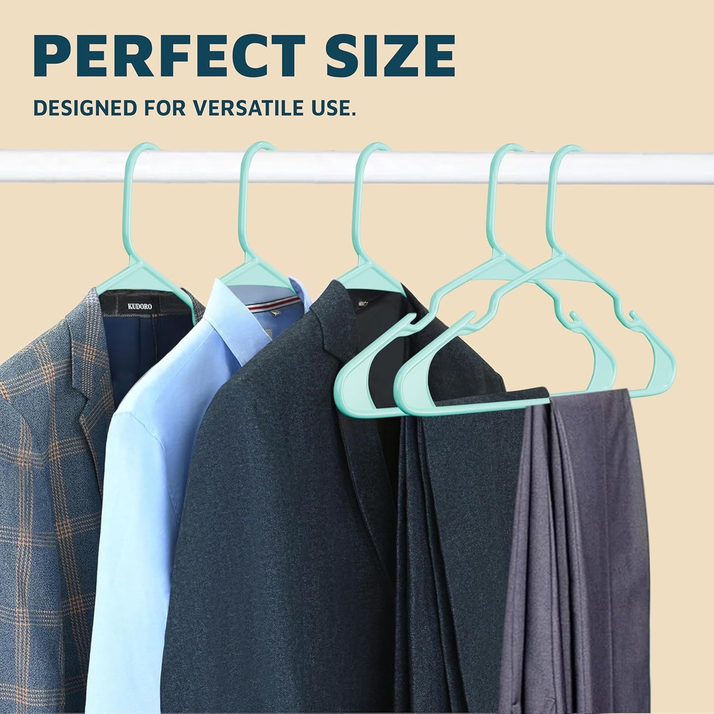 Lifemaster Heavy Duty Plastic Clothes Hangers - Space-Saving Non-Slip Design, Pack of 30, Aqua