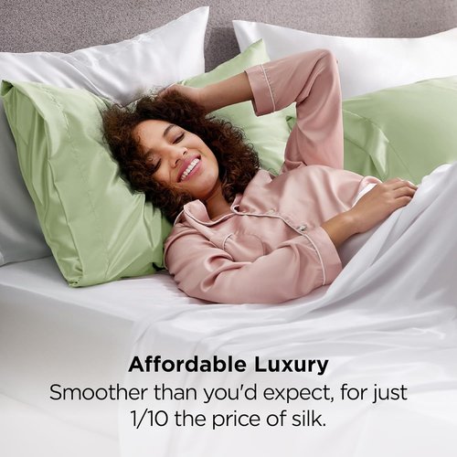 Bedsure Satin Pillowcase - Luxurious Silk-Like Comfort | Standard Size 20x26 Inches, Sage Green, 2-Pack