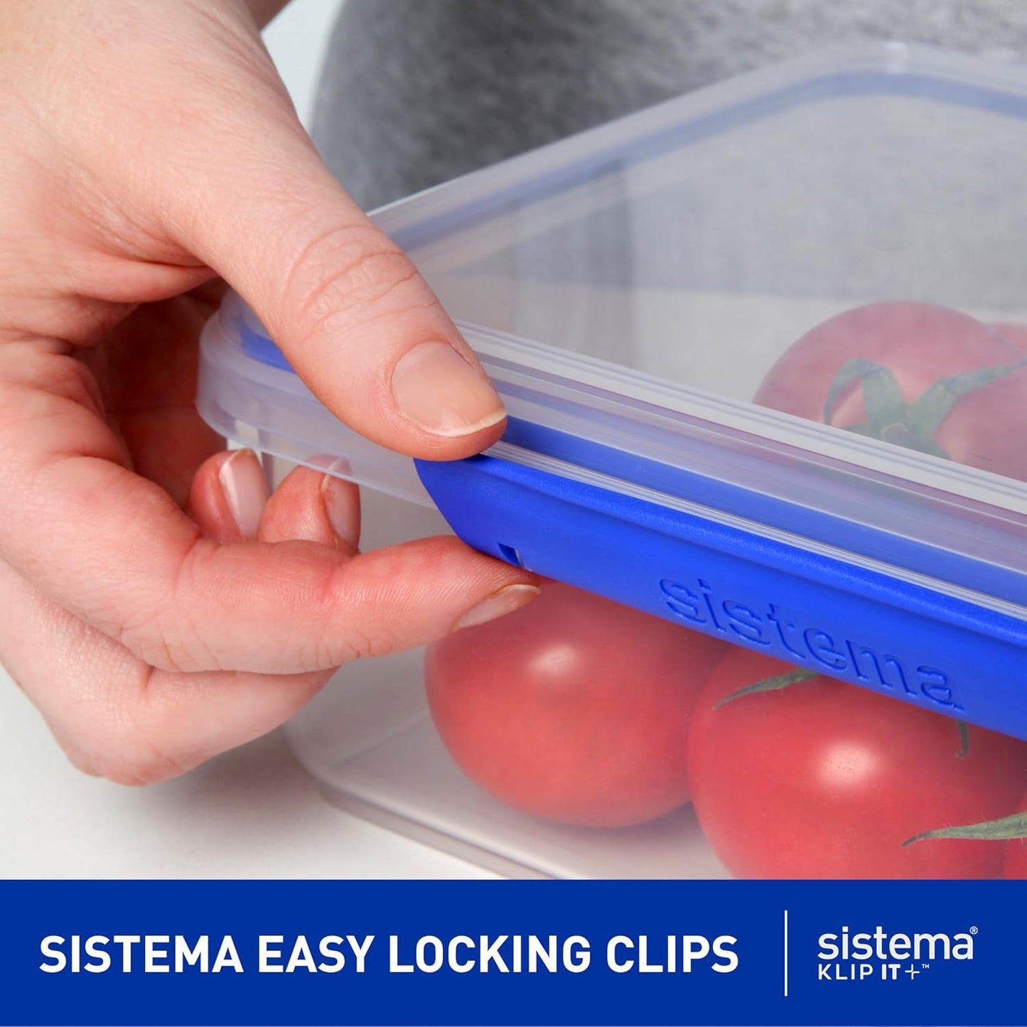 Sistema KLIP IT Food Storage Container - 5L Airtight & Stackable, BPA-Free, Clear with Blue Clips