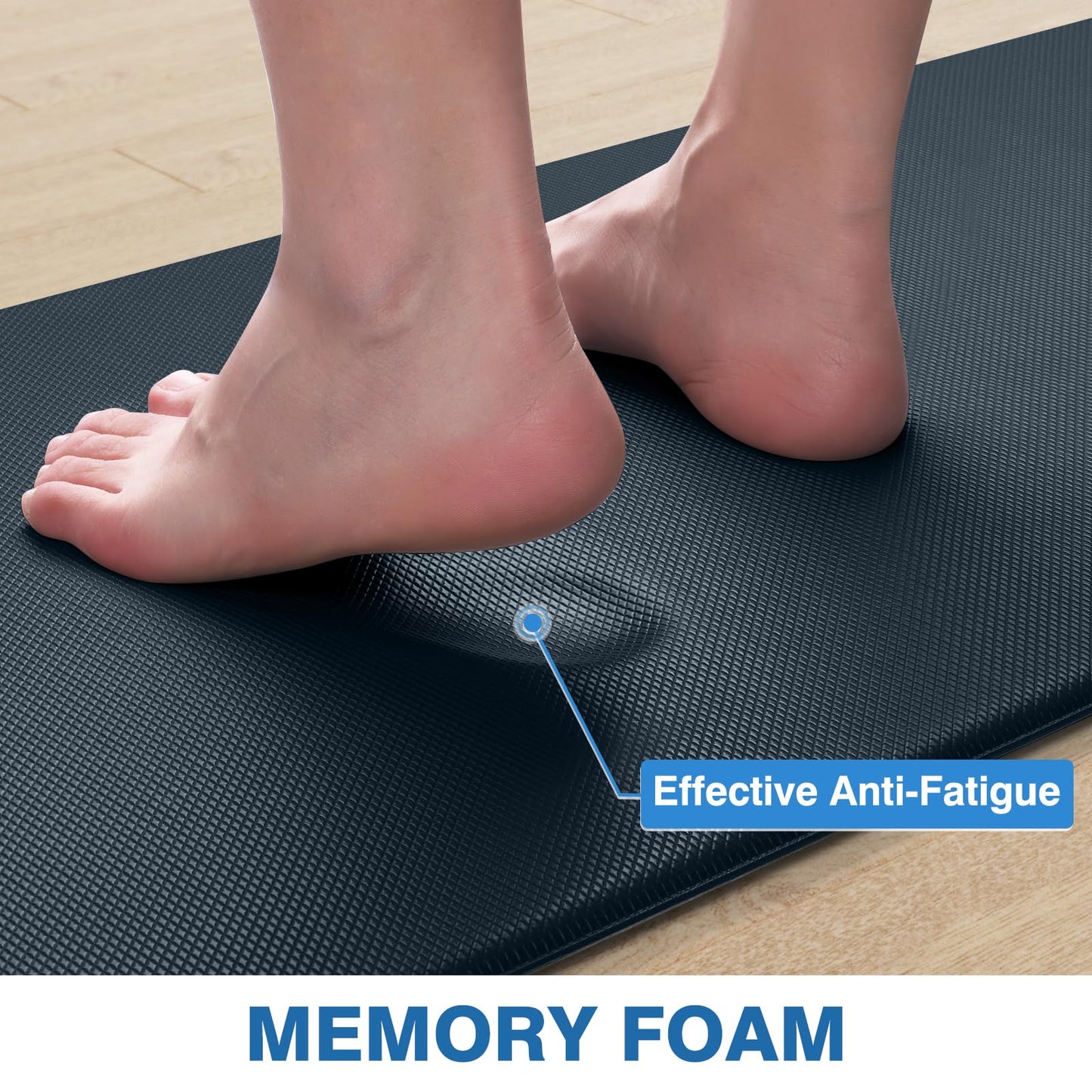 StepRite Kitchen Mats, 2PCS Kitchen Rugs, Cushioned Anti Fatigue Kitchen Mats for Floor, Non-Slip Standing Desk Mat, Waterproof Kitchen Rug Set for Floor, Office, 17.3"x30"+17.3"x47", Dark Charcoal