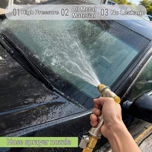 **Skiennix Heavy-Duty Garden Hose Nozzle - Adjustable High-Pressure Spray for Plants, Cars & Windows**