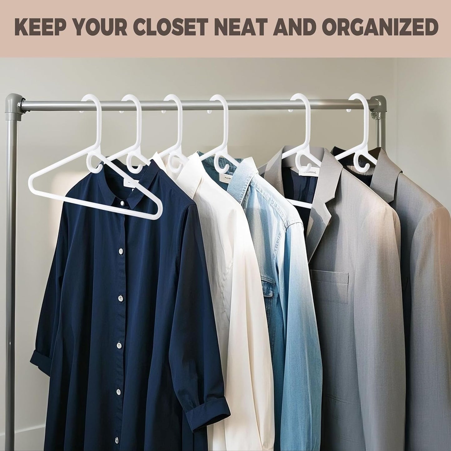 Quality White Plastic Hangers - Heavy Duty 10-Pack for Clothes & Accessories | Thick Standard Closet Hangers