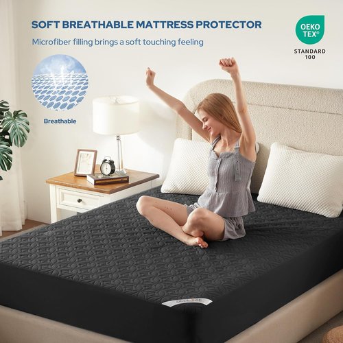 BEDLORE Waterproof Mattress Protector - Soft Noiseless California King Size Pad | Deep Pocket 6"-18" Depth, Washable