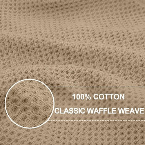 Homaxy 100% Cotton Waffle Weave Kitchen Dish Towels, Ultra Soft Absorbent Quick Drying Cleaning Towel, 20x28 Inches, 4-Pack, Tan