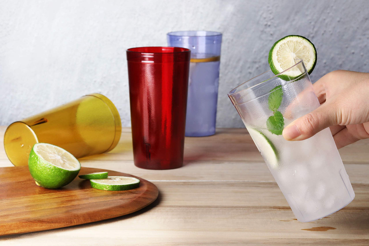 New Star Foodservice Restaurant-Grade Polycarbonate Beverage Tumblers, 16 oz, Blue, Set of 12