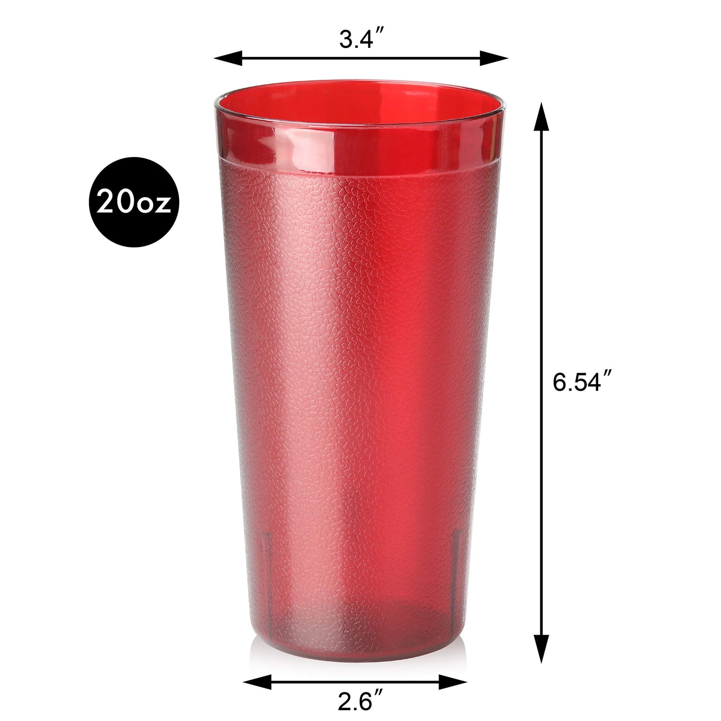 New Star Foodservice Restaurant-Grade Polycarbonate Beverage Tumblers, 20 oz, Red, Set of 12