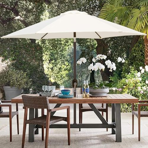 Blissun 7.5 Ft Patio Umbrella - Outdoor Market Umbrella with Push Button Tilt Crank | Creamy White