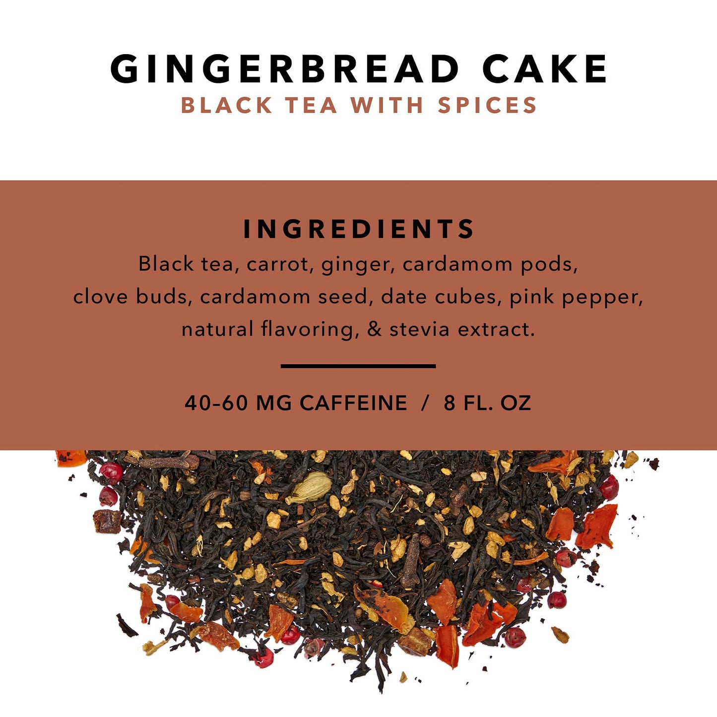 Pinky Up Gingerbread Tea - Loose Leaf Fall Flavored Black Tea, 40-60mg Caffeine Per Serving, Naturally Low Calorie & Gluten Free in 2.5Oz Tin, 25 Servings