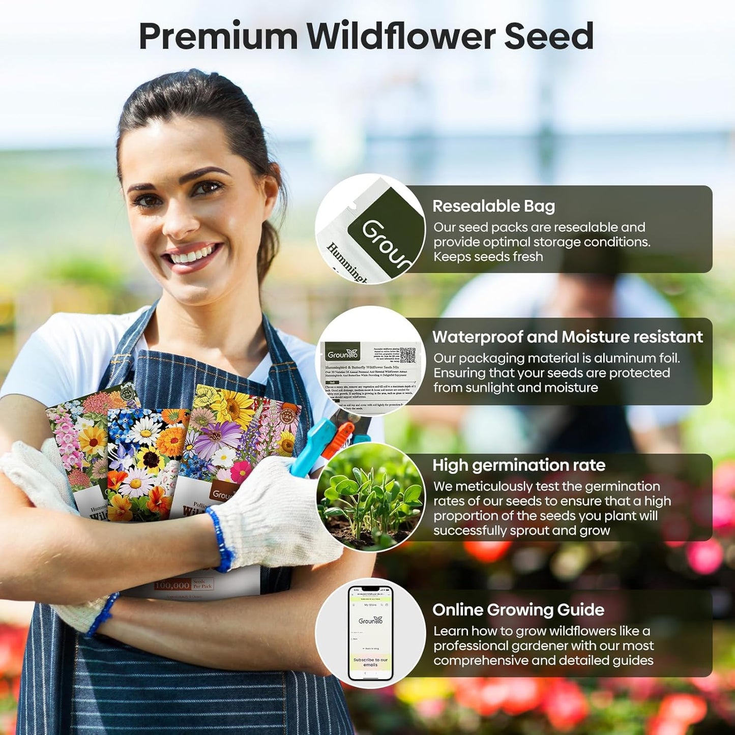 Wildflower Seeds | Hummingbird & Butterfly Mix - 24 Varieties, 1 Ounce, No Filler, Resealable Package