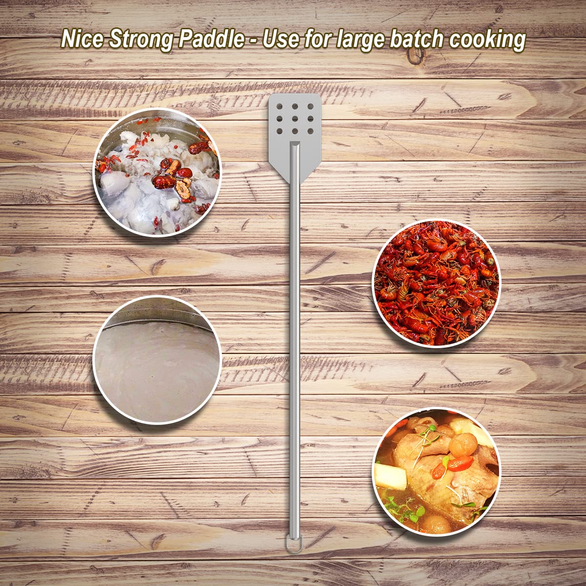 42" Stainless Stiring Paddle Mash Spatula Mixing Paddle Perfect for Cooking, Crawfish and Brewing, Grill, Seafood Boils, Durable 42-in Stainless Steel Stir Paddle Mixer Wide Huge Spatula Paddle