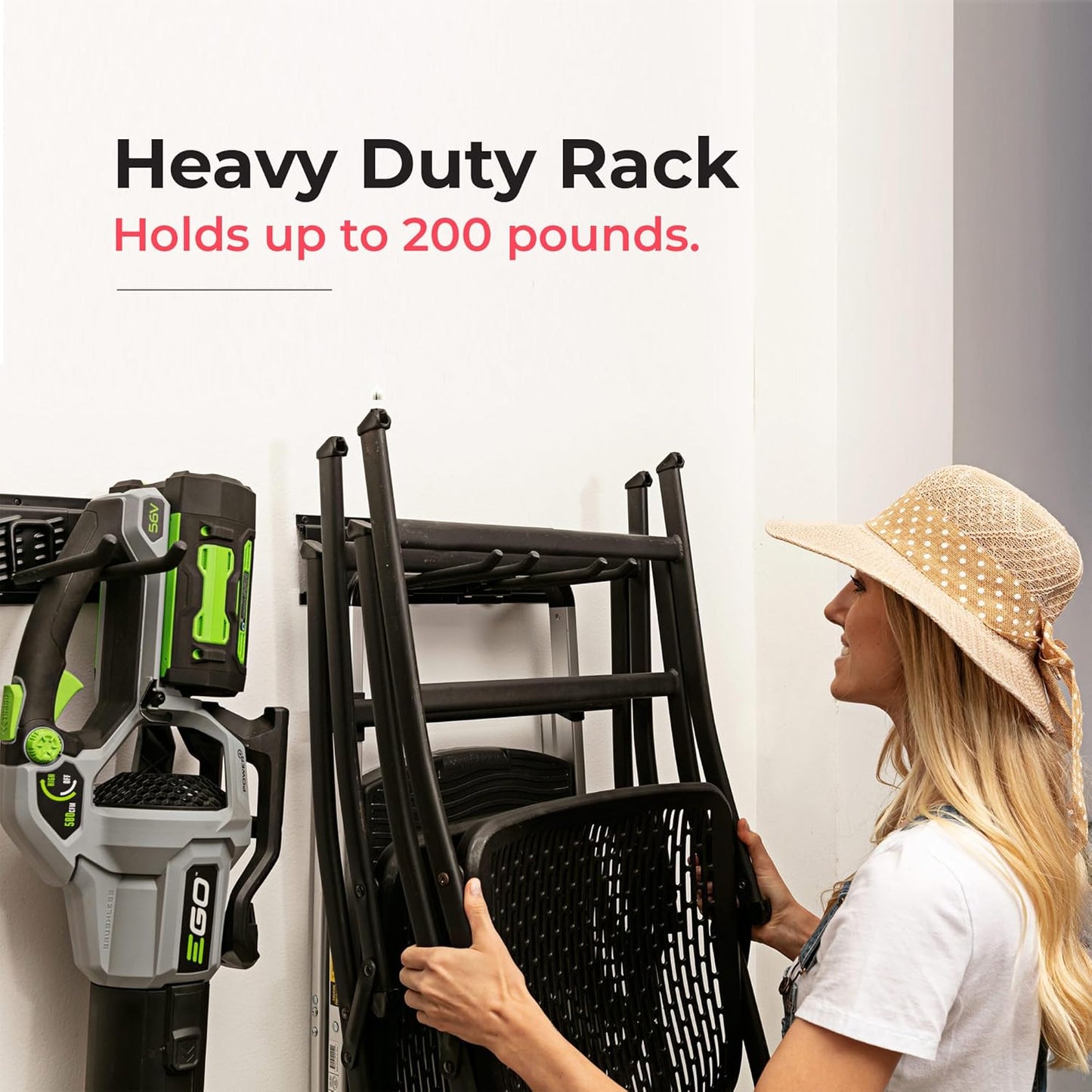 TIDYME Garage Tool Organizer Wall Mount - Sturdy 32-Inch Storage Rack with Adjustable Hooks | 200lbs Capacity