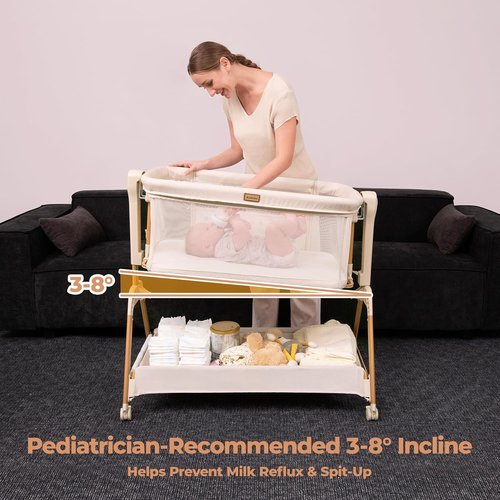 Ezebaby Baby Bassinet - 3-in-1 Rocking Sleeper with Breathable Full-Mesh Crib | Adjustable Height & Portable Design