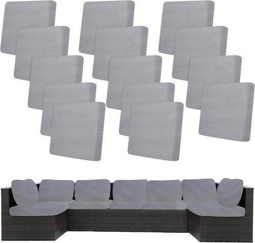 BIETYONE 14-Piece Stretch Patio Cushion Covers - Washable Outdoor Sofa Slipcovers in Grey