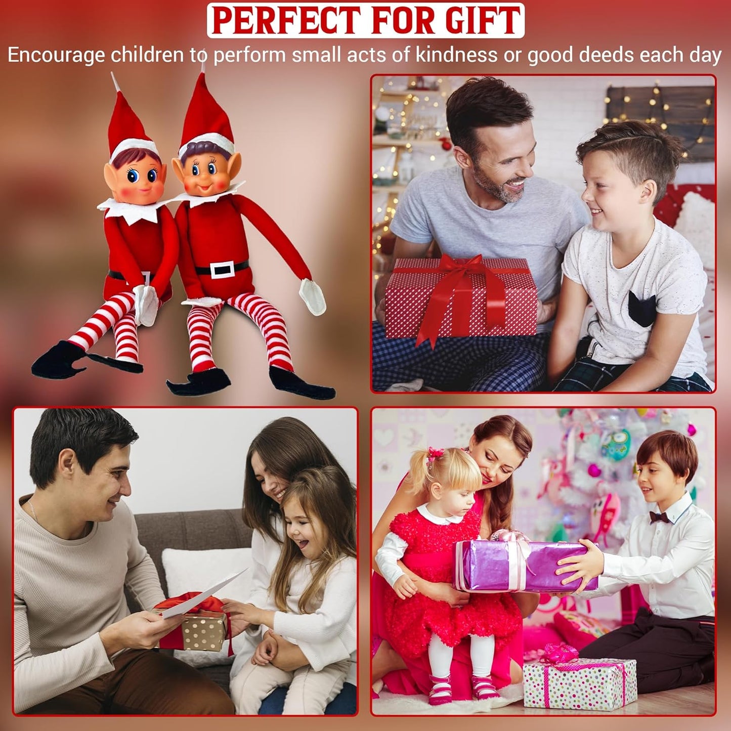 Naughty Elf Couple | 12-Inch Christmas Elf Figures - Soft Bodies & Vinyl Faces for Holiday Decor