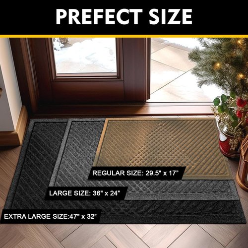Dirt Trapper Doormat - Waterproof & Absorbent Floor Mat | Low Profile 29x17, Beige