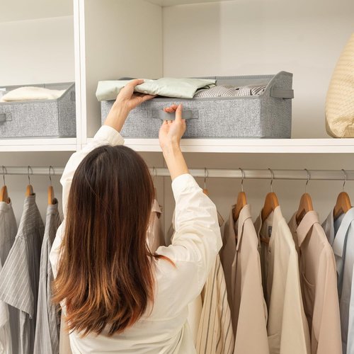 Granny Says Trapezoid Storage Bins - Versatile Closet Organizers & Dog Toy Bins | Gray, 3-Pack
