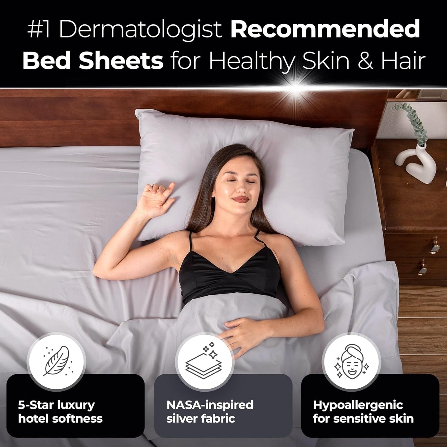 Silvery Silver Infused Bed Sheets Set - Ultra-Soft, Temperature-Regulating Fabric | Self-Cleaning Technology™ for Fresh Sleep