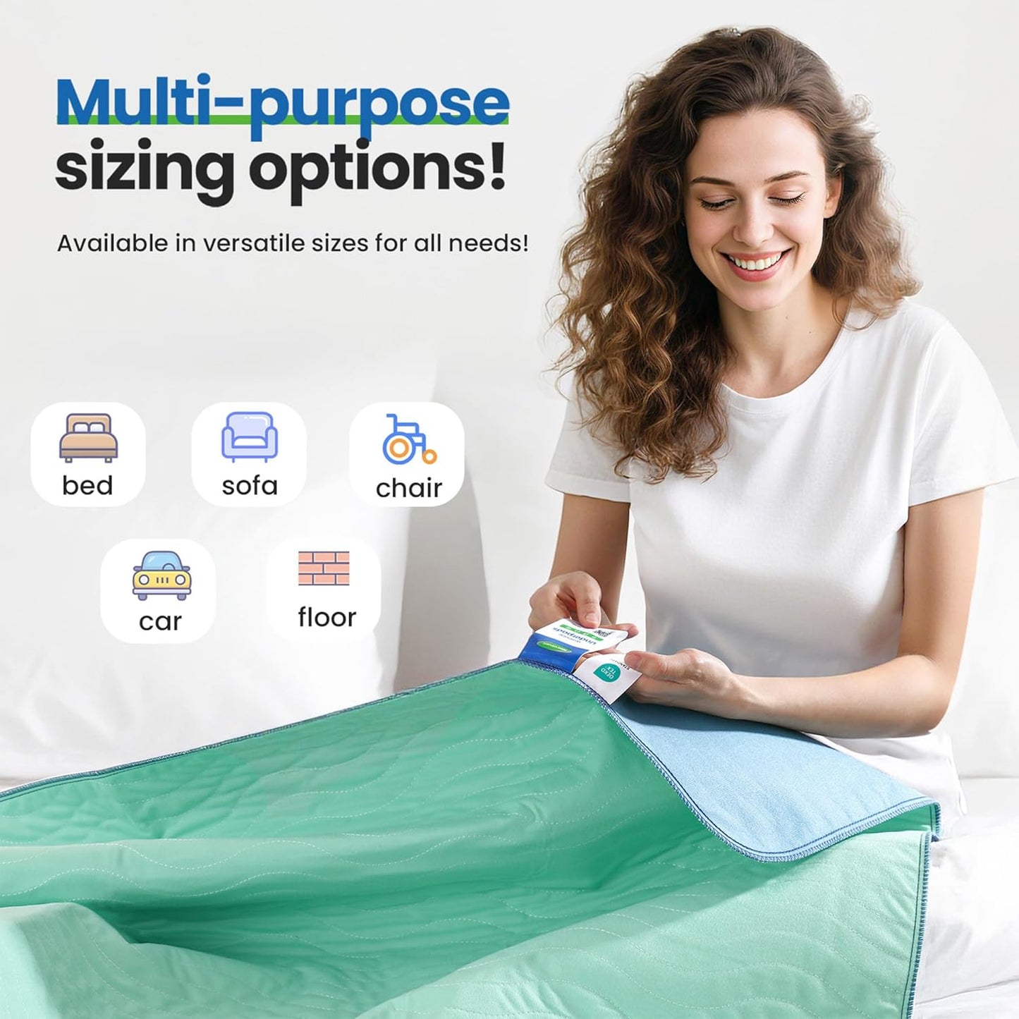 Noovirum® Washable Underpads - Heavy Absorbency Incontinence Bed Pads | 34"x36" (Pack of 4) - Waterproof & Reusable for Adults, Kids & Pets