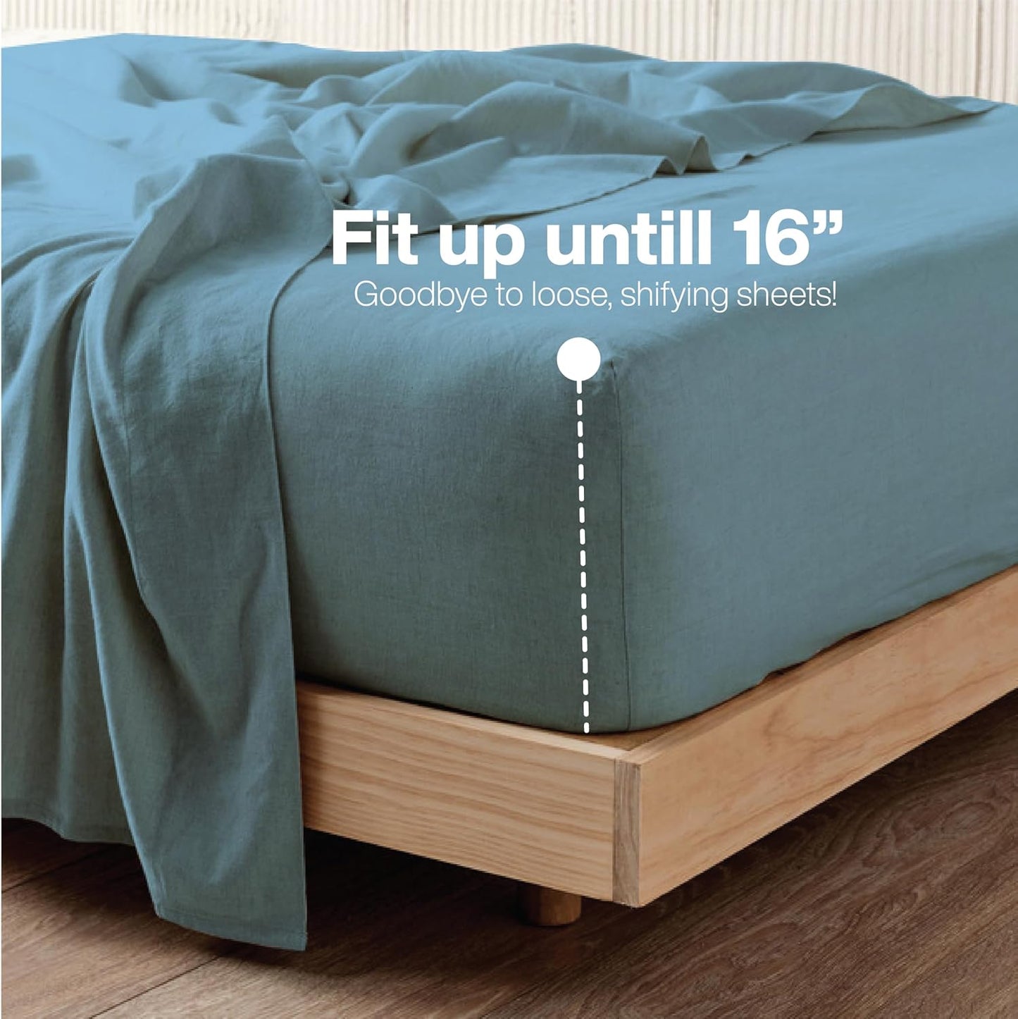 QUEENSBAY Queen Sheet Set - 4 Pieces Super Soft Microfiber | 16-Inch Deep Pocket, Cooling, Aqua Blue