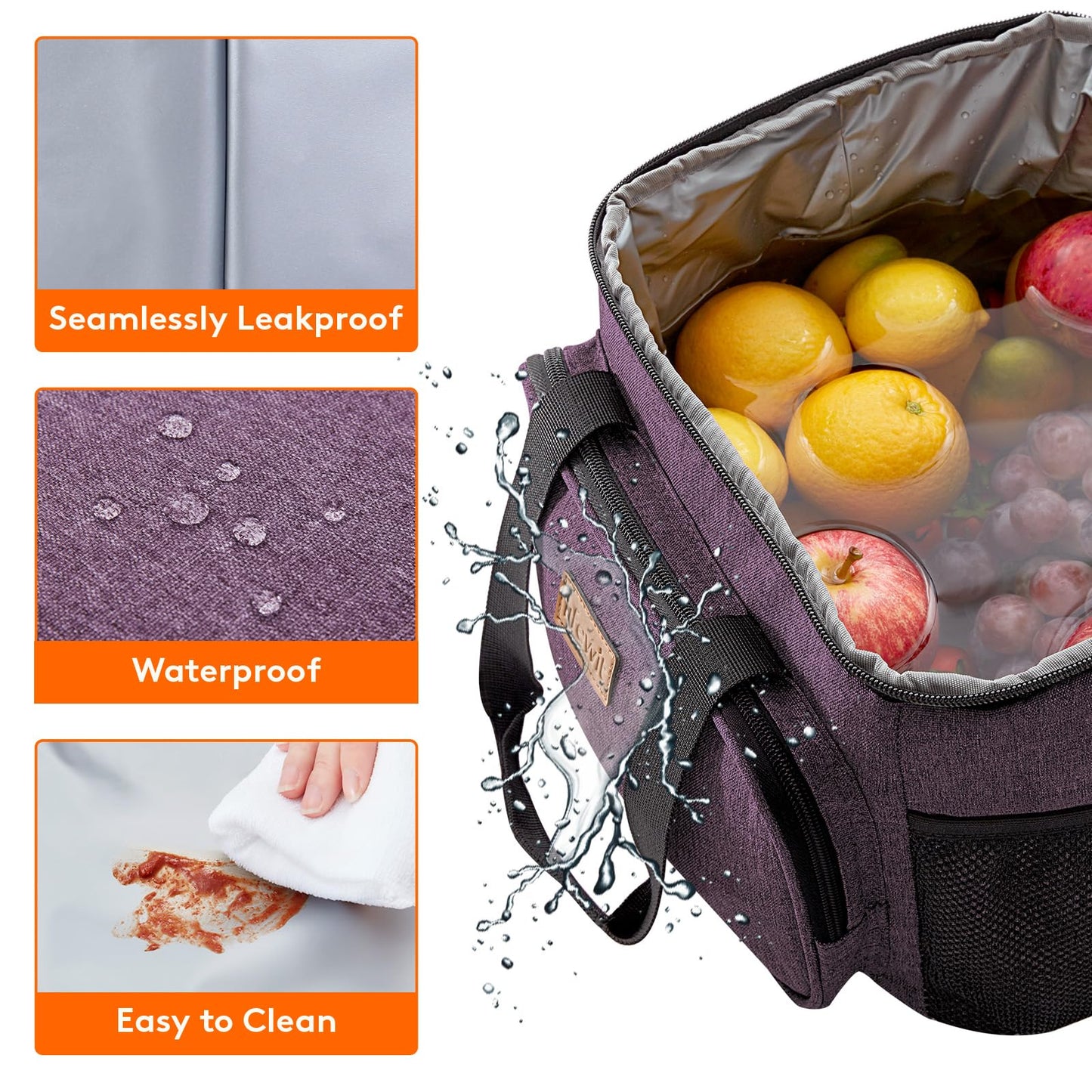 Lifewit Large Lunch Bag, Insulated Lunch Box, Soft Cooler Cooling Tote for Adult Men Women, Purple 24-Can (15L)