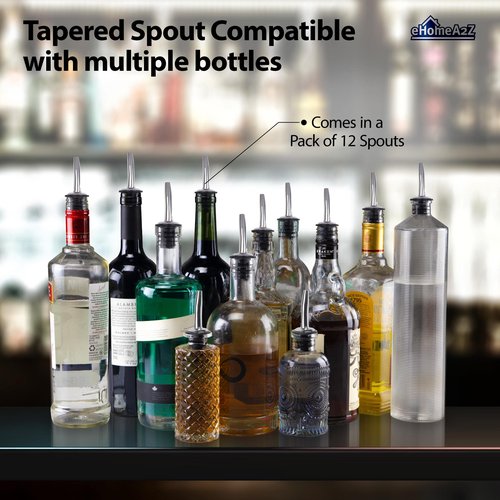 EHOMEA2Z Stainless Steel Liquor Bottle Pourers Classic Bottle Pourers for Alcohol, Leak-Proof, Dishwasher-Safe Pour Spouts for Liquour Bottles (12, Stainless Steel)