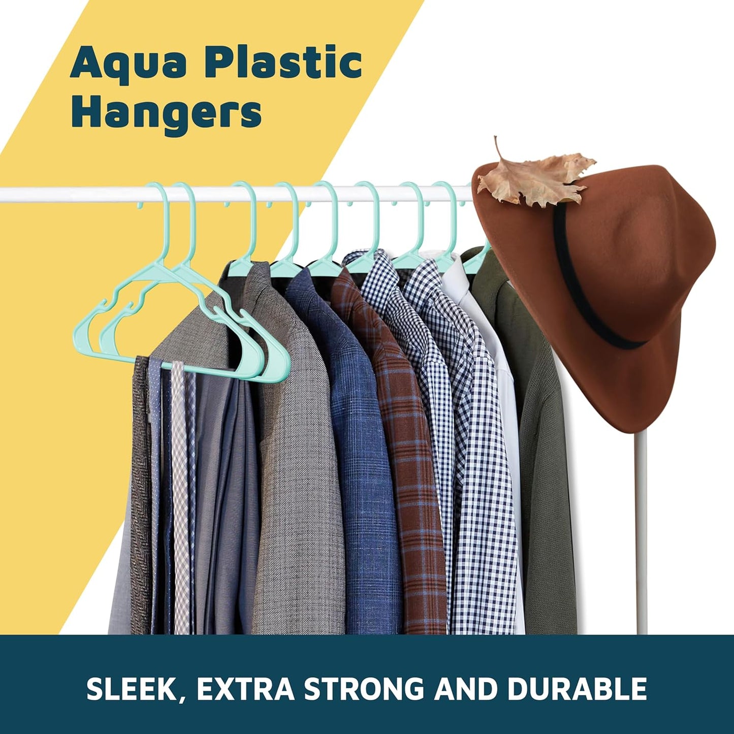 Lifemaster Heavy Duty Plastic Clothes Hangers - Space-Saving Non-Slip Design, Pack of 30, Aqua