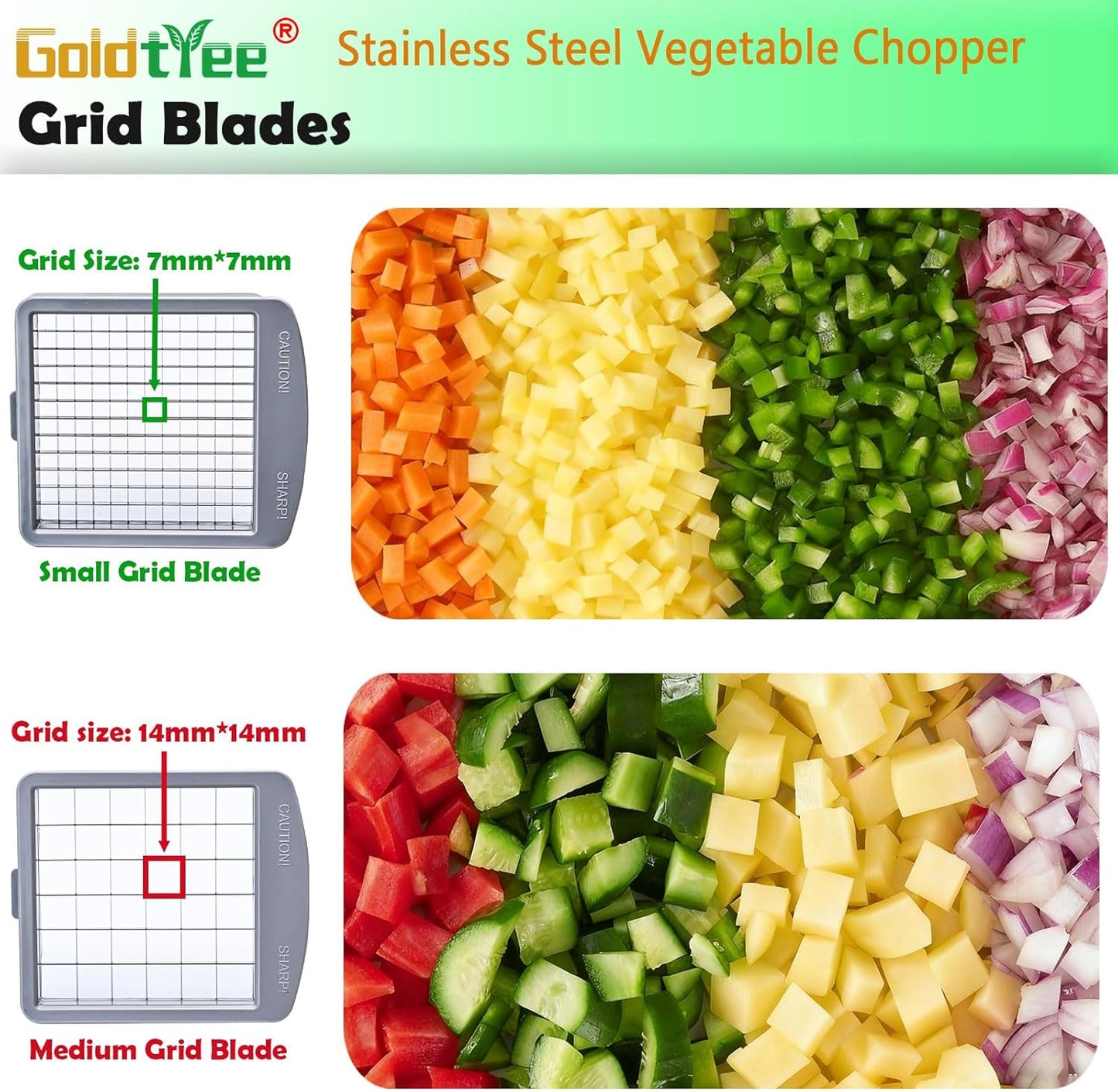 Skiennix Vegetable Chopper - All-in-One 8-Blade Veggie Cutter with Container & Stainless Steel Design