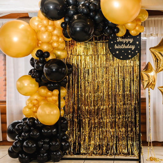 RUBFAC 135pcs Black Balloons Different Sizes 18 12 10 5 Inch for Garland Arch, Latex Balloon for Halloween Party Birthday Wedding Decorations