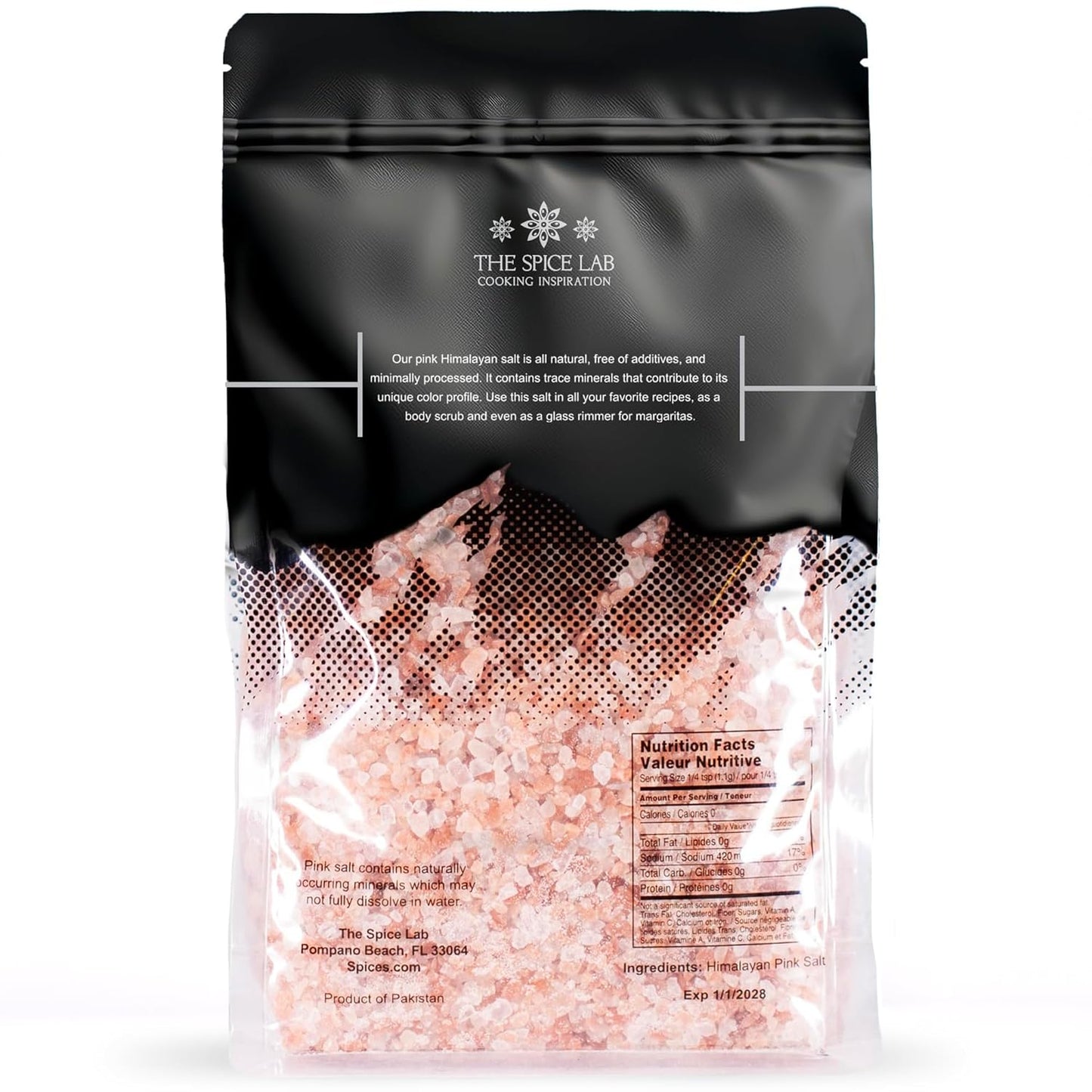 The Spice Lab Pink Himalayan Salt - Coarse Grain, 2.2 lb | Gourmet Kosher Crystal Grinder Refill