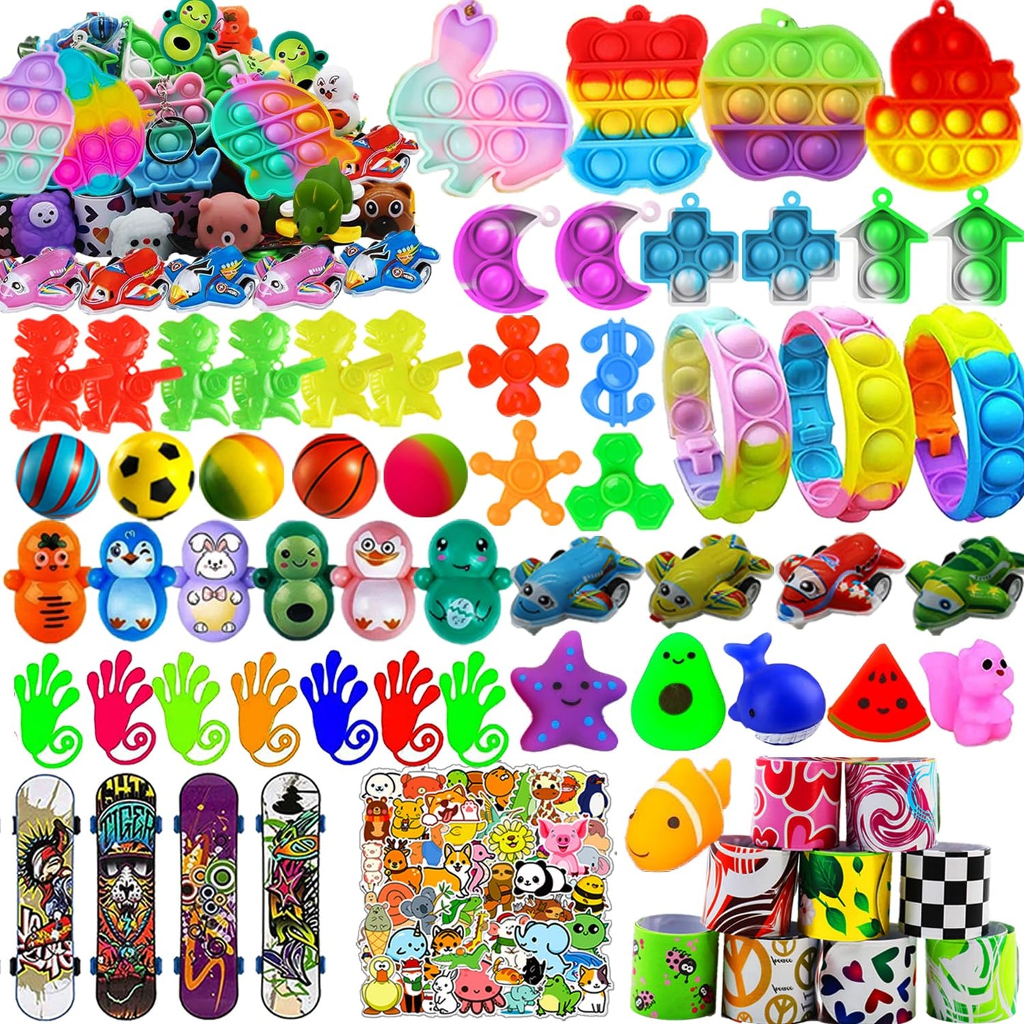 Kocici 128 Pcs Party Favors, Prize Box Toys for Kids Classroom, Treasure Chest, Pinata Fillers, Goodie Bags Stuffers Bulk, Fidget Toys Set