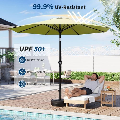 GarveeLife 9FT Outdoor Patio Umbrella - Waterproof UV Protection with Push Button Tilt & Crank | Fruit Green