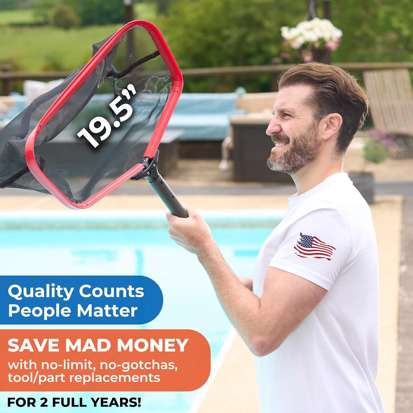 ProTuff Fine Pool Net 19.5" - Cleans 3X Faster Than Vacuums | Deep Bag for Easy Maintenance