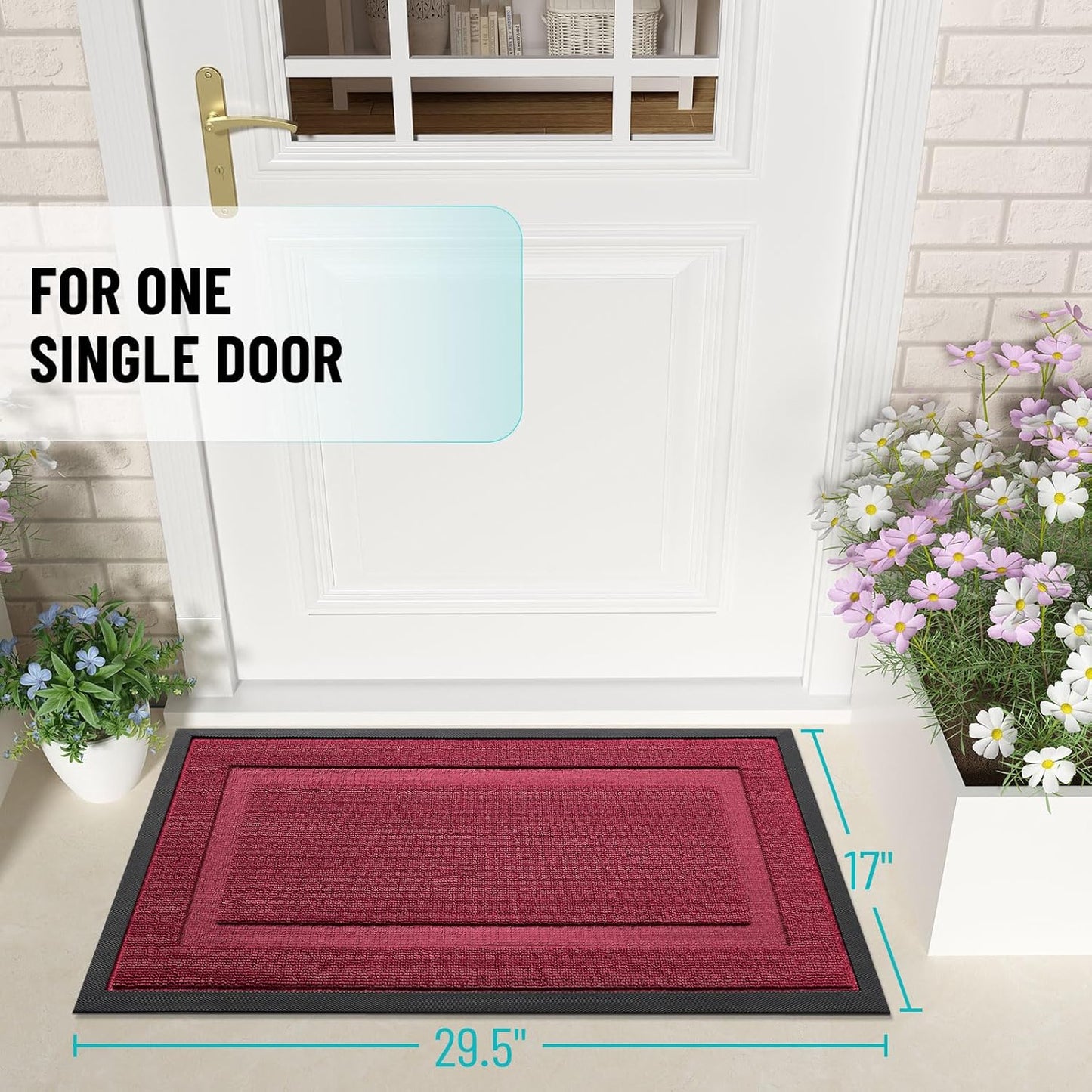 OLANLY Waterproof Front Door Mat - All-Season Indoor/Outdoor Doormat, Easy Clean, 59x23, Burgundy