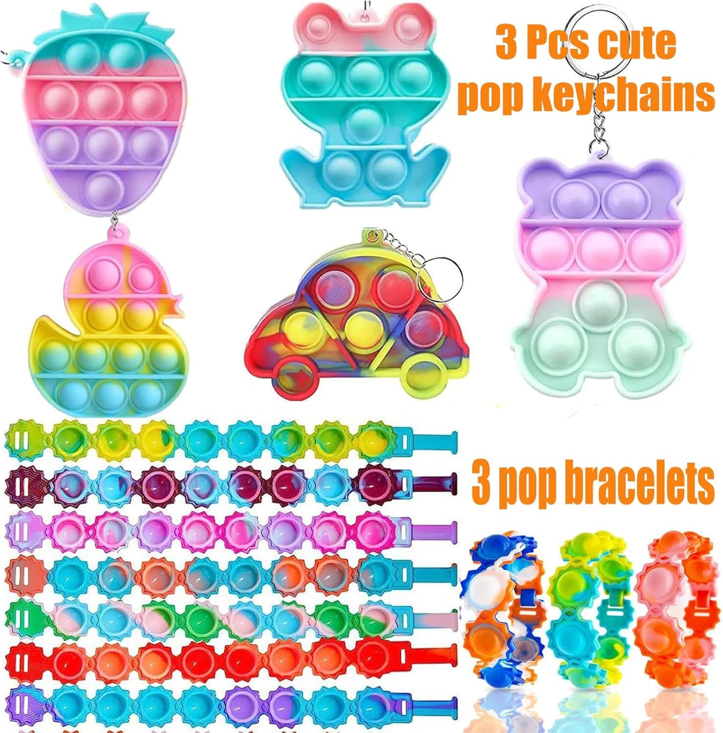 Pebatoor 124 PCS Pop Party Favors - Fidget Treasure Box Toys for Kids | Ideal for Goodie Bags & Prizes