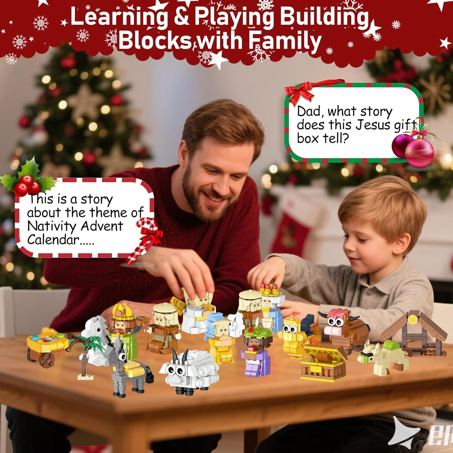 Nativity Building Blocks Advent Calendar 2025 - 24 Days of Christmas Countdown STEM Toy for Ages 6+