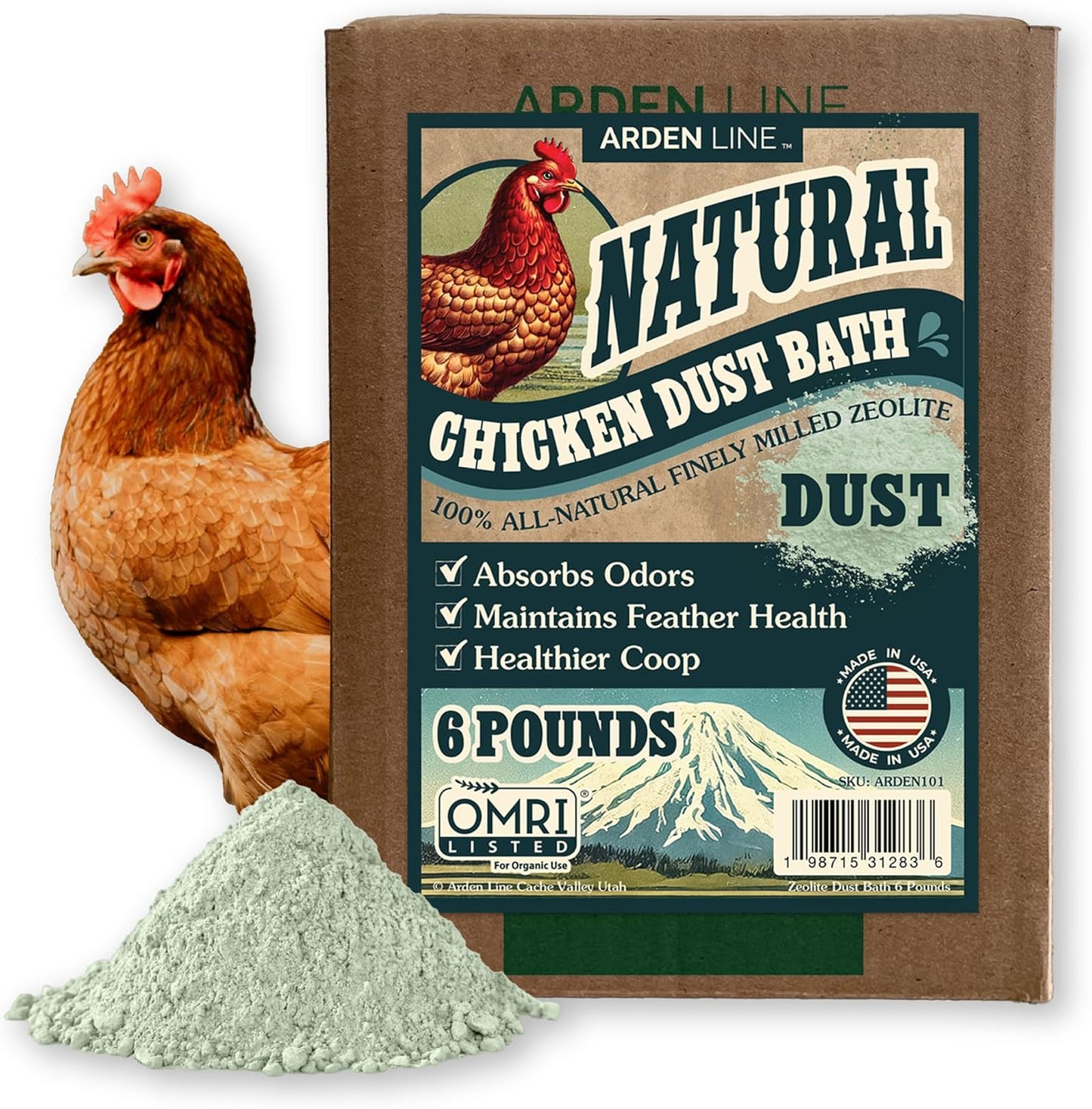 Zeolite Chicken Dust Bath - All-Natural Finely Milled Dust in 12 lb Kraft Box | Made in The USA