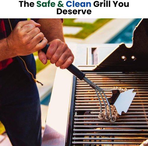 Bristle-Free Grill Brush by [Brand Name] - 18’’ BBQ Cleaner with Safe Spiral Head & Stainless Steel Handle | Perfect for Gas, Charcoal, and Weber Grills