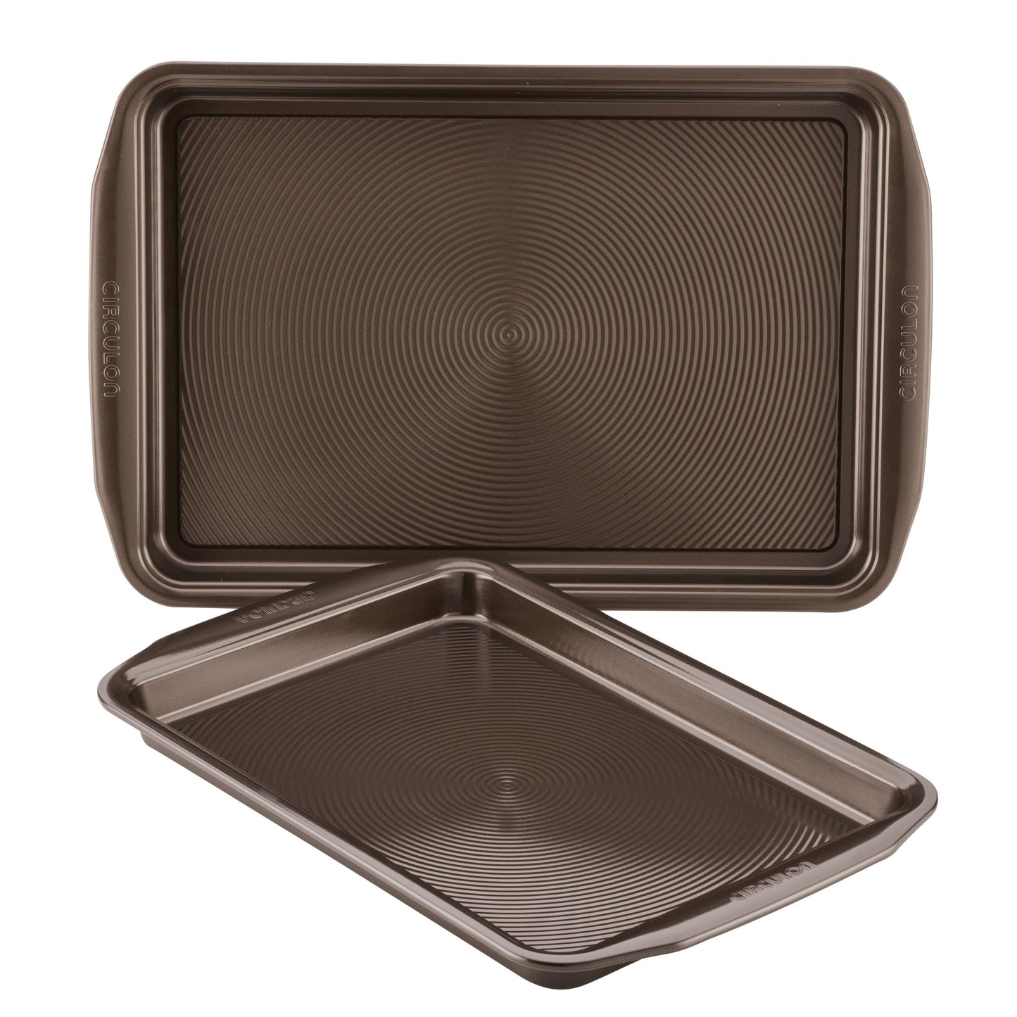 Circulon Bakeware Nonstick Cookie Pan Set, Cookie Sheets for Baking, 2-Pieces, Chocolate Brown