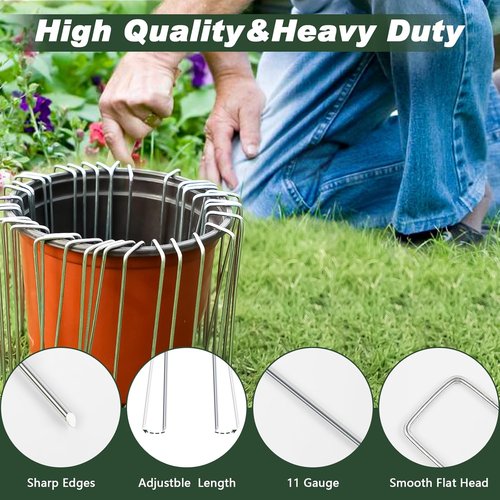 Feed Garden 6-Inch Hot-Dip Galvanized Landscape Staples - 50 Pack Tent Stakes for Weed Barrier Fabric