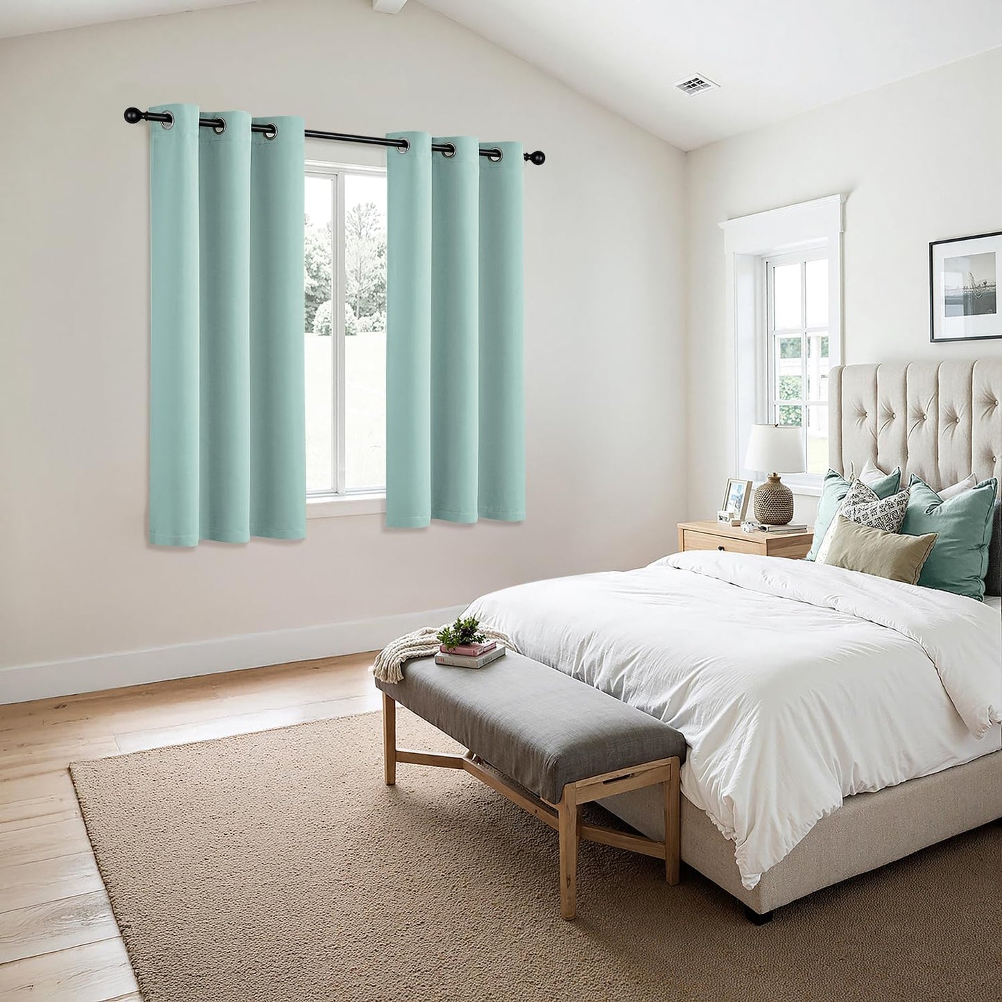 MIULEE Aqua Blackout Curtains - Thermal Insulated Room Darkening Drapes | 63 Inches Long, 2 Panels