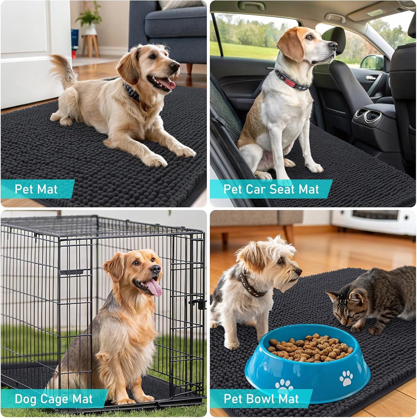 OLANLY Dog Door Mat - Absorbent Non-Slip Chenille Mat for Muddy Paws | 70x46 Dark Grey Quick Dry Doormat