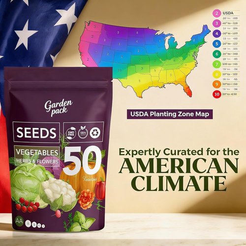 Garden Pack Vegetable Seeds | 50 Varieties of Non-GMO Heirloom Seeds for Planting - Perfect Gardening Gifts