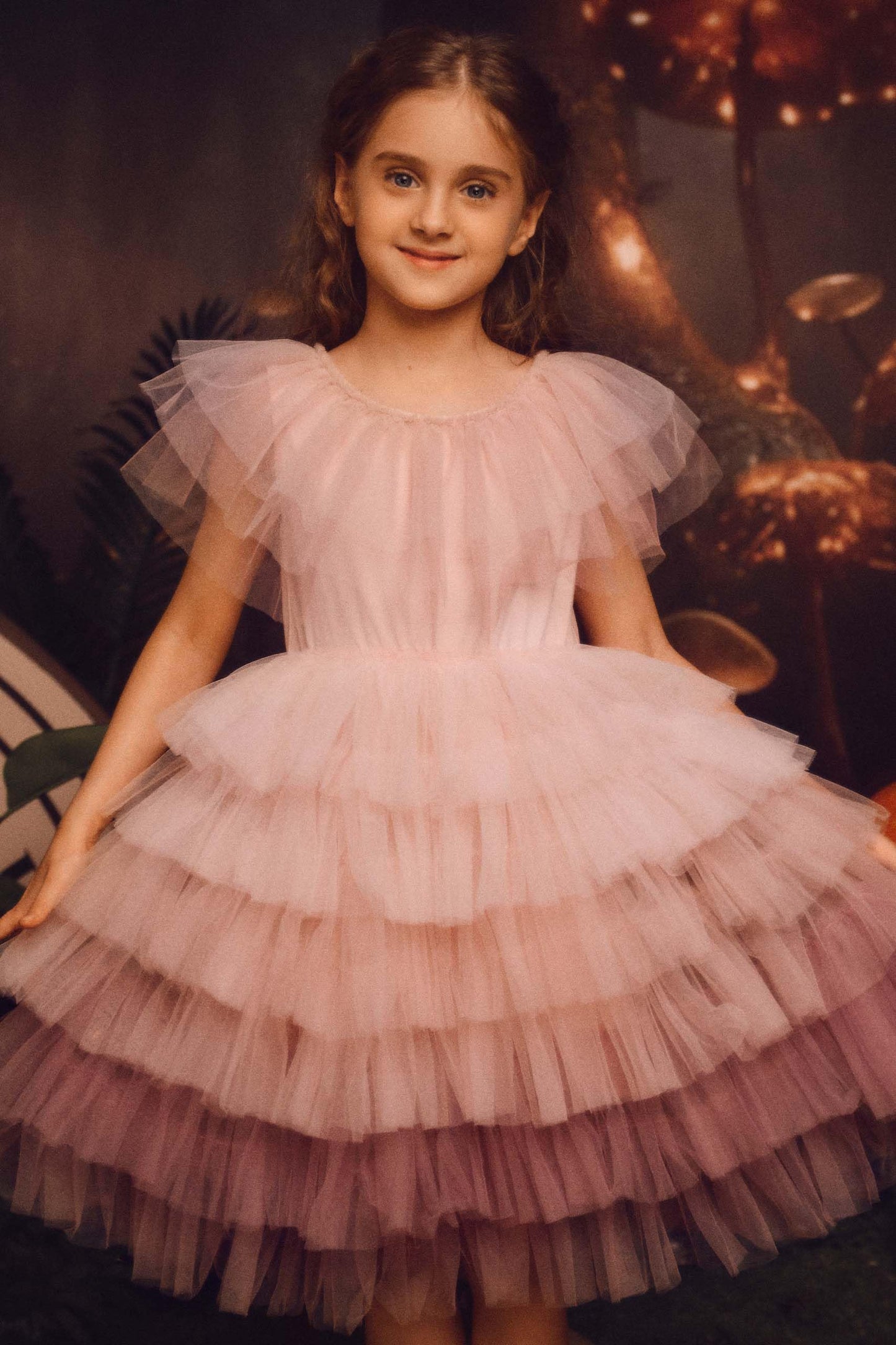 TUTULAND Tutu Dress for Girls - Gradient Sleeveless Tulle Dresses Tiered Layered Toddler Dress for Wedding Birthday Photo Prop