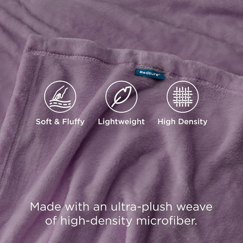 Bedsure GentleSoft Fleece Blanket - Queen Size Fog Purple | Soft, Lightweight, Plush Microfiber, 90x90 Inches